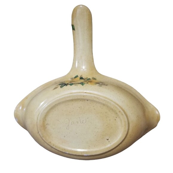 Vintage Hand-Painted Floral Ceramic Gravy Boat With Handle & Pour Spout 8"x8"x2. - Picture 5 of 7